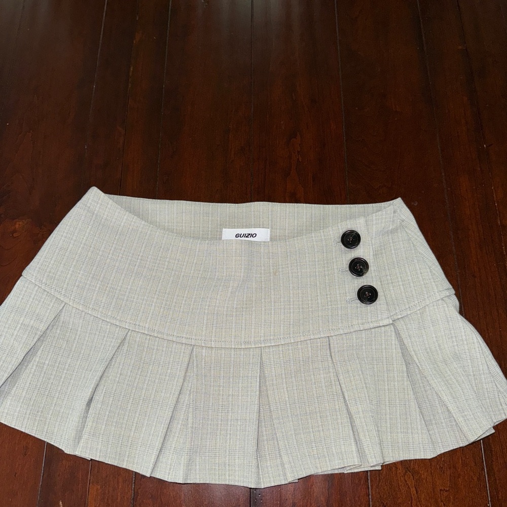 Gray Pleated Mini Skirt